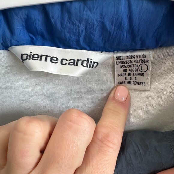 Pierre Cardin 90s White Blue & Gray Nylon Windbreaker Jacket & Pants Track Suit - Picture 3 of 7